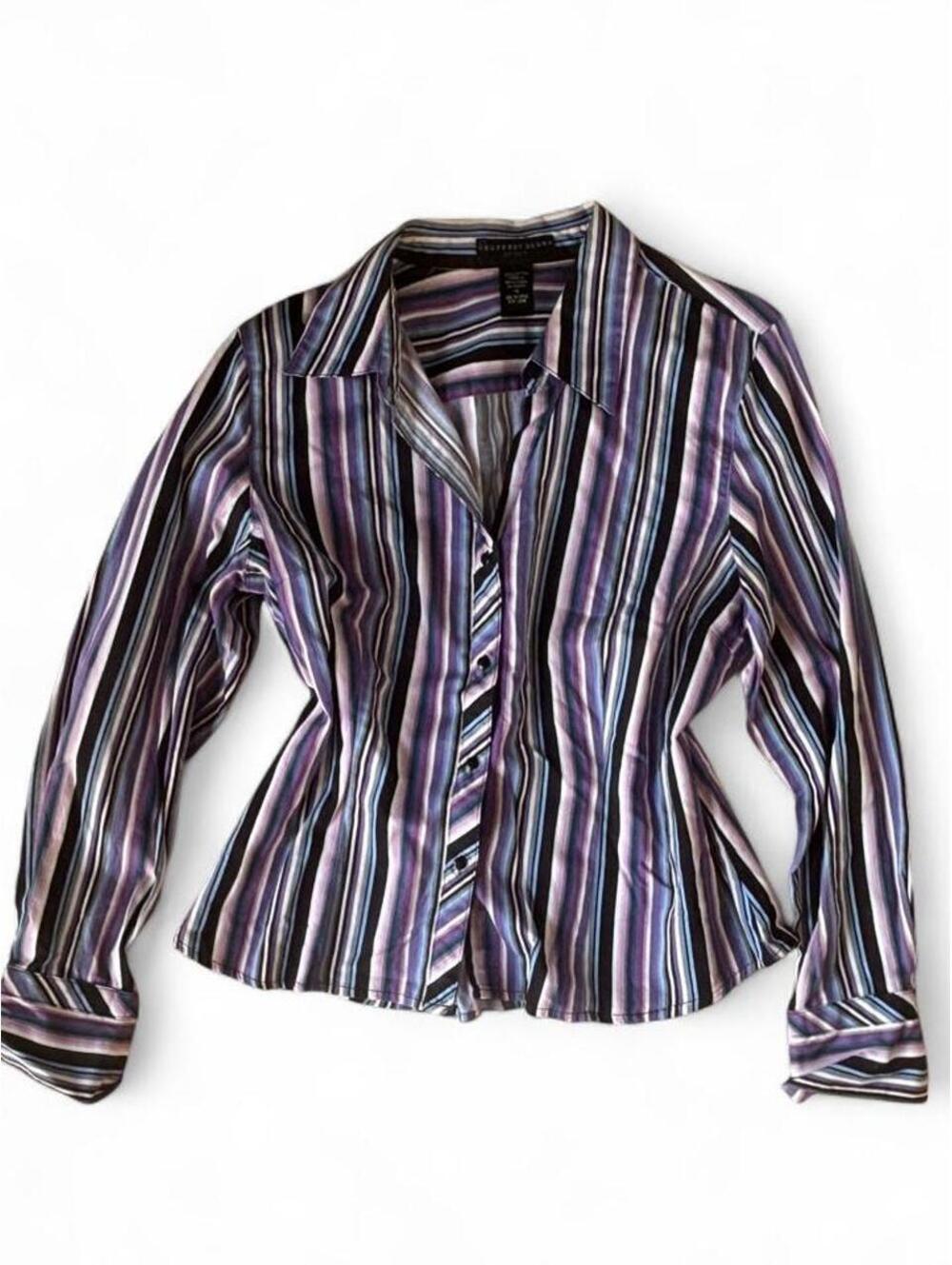 Y2K Geoffrey Beene striped button up shirt 100% Cotton